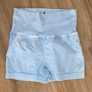 Free People/ FP Movement yoga shorts, almost brand new! Light blue SIZE M/L.